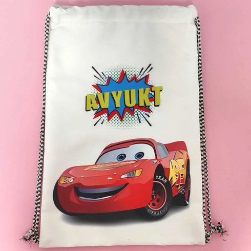 Personalized Car Printed Drawstring Bag for Kids